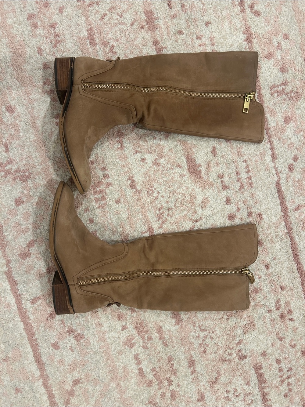 Women's Tall Zip-Front Suede Boots - Tan